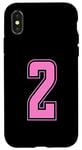 Coque pour iPhone X/XS Rose Pink Numéro 2 Équipe Junior Sports Uniforme Numéroté