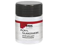 KREUL 79523 - Peinture acrylique brillante, 50 ml verre gris clair, peinture acrylique brillante et lisse pour peindre et bricoler, à base d'eau, résistante à la salive, séchage rapide et opaque