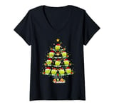 Womens Tennis Sports Lover Xmas Lights Tennis Ball Christmas Tree V-Neck T-Shirt