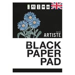 Artiste Black Coloured Paper Pad A3 90gsm 40 Sheets, Makes The Perfect Sketch Book, Craft Pad, Paint Pad, Notebook, Bullet Journal, Scrapbook and Colouring Book, for Home School and Office