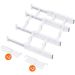 Lifewit Lot de 4 Séparateurs de Tiroir en Plastique 6 cm de Haut, Ajustable de 28-43 cm de Longueur, Organisateurs de Tiroir Extensibles pour Vêtements Chaussettes, Maquillage, Fournitures de Bureau