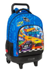 Safta Hot WHEELS LET'S RACE - Grand sac à dos à roulettes, compact, amovible, idéal pour les enfants de différents âges, confortable et polyvalent, qualité et résistance, 33 x 22 x 45 cm, Bleu/noir,