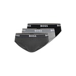 BOSS Men's 3-Pack Classic Regular Fit Stretch Briefs, Gray/Charcoal/Black, M (Pack of 3)