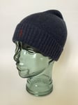 New Men’s Polo Ralph Lauren Blue Extra-fine Merino Wool Classic Cuffed Beanie