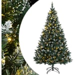 Sapin de Noël Artificiel Premium 210 cm Arbre de Noël Artificiel avec Lumière led Blanc Chaud, Pied en Métal, Matériau pvc, acier pour Maison,