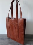 PAUL SMITH MAINLINE DARK TAN CROC EMBOSSED CONCERTINA TOTE BAG BNWT