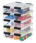 IRIS USA Lot de 10 boîtes de rangement en plastique avec couvercle sécurisé et boucles de verrouillage, transparentes, empilables et durables