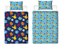 Pokemon Kids Single Coverless Duvet Reversible Bedding Set Blue Quilt 10.5 Tog