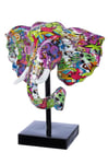 Casablanca Grande Statuette décorative éléphant XXL – Éléphant Figurine décorative Street Art en résine Multicolore – Décoration exceptionnelle Hauteur 62 cm