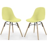 Chaise de Salle à Manger - Design Scandinave - Pieds en Bois - Lot de 2 - Skögur Jaune pâle