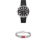 Diesel Chronographe Griffed pour Homme, Montre en Acier Inoxydable + Bracelet Chaîne avec Logo