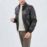 TRAPPEUR - blouson droit simili cuir à col montant marron homme