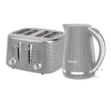 GEEPAS Textured 1.7L Jug  Kettle & 4 Slice Bread Toaster Set Grey Combo Set