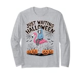 Just Waiting Halloween Flamingo Skeleton Jack-o'-Lant Long Sleeve T-Shirt