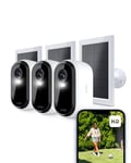 Arlo Essential 2 HD + 3 Panneau Solaire, Caméra de Surveillance WiFi Extérieure Sans Fil, Autonomie de 6 mois, Vision Nocturne Couleur, Audio Bidirectionnel, Essai Arlo Secure Inclus, 3 Caméras Blanc