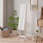 Qonovt - The Living Store - Miroir sur pied blanc avec led blanc 34x37x146 cm - Blanc