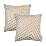 Paco Home Housse De Coussin Housse De Coussin Décoratif Lot De 2 Canapé Salon Feuilles Scandinave, Couleur:Beige 2, Sets:2pcs-Set