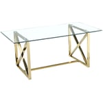 Table à manger kensy 6 à 8 personnes Gold verre transparent 180x90 cm