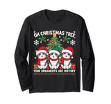 Oh Christmas Tree Your Ornaments Are History Cats Tree Snow Long Sleeve T-Shirt