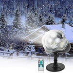 Snöfall LED-projektorlampa, lampor med roterande fjärrkontroll Vattentät landskap Snöflinga Dekorativ belysning för fest Wuqx