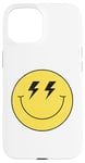 Coque pour iPhone 15 Yeux lumineux jaunes des années 70 souriant souriant