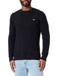 GANT Men's Cotton Cable C-Neck Sweater, Black, 4XL