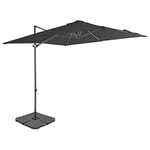 vidaXL Cantilever Outdoor Umbrella with Rotatable Design, UV-resistant Cover and Portable Base, Square Garden Parasol in Anthracite