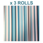 Teal Stripe Metallic Wallpaper Silver Blue White Black Striped Modern Luxury x 3