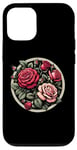 Coque pour iPhone 12/12 Pro Rose florale botanique, style bohème minimaliste, roses d'amour