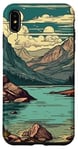 Coque pour iPhone XS Max Rocky Mountain Lake Vintage Paysage graphique