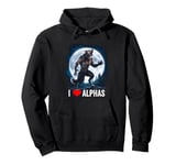 Funny Cringe Werewolf Wolf Meme I Heart Alphas I Love Alphas Pullover Hoodie