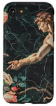 Coque pour iPhone SE (2020) / 7 / 8 Noir Art Déco Floral Michel-Ange Création Of Adam Sixtine