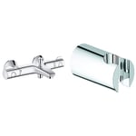 GROHE 34569000 | Grohtherm 800 Bath Thermostat + GROHE 27594000 | Tempesta Cosmopolitan 100 Wall Hand Shower Holder