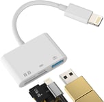 Adaptateur Lecteur Carte SD(4en1) iPhone Micro SD USB Lightning Mémoire Externes Accessoire Chargeur Jack Caméra SD Card Reader OTG Connecteur pour Apple 14 13 12 11 Pro Max 7 8 Plus Mini X Ipad Air