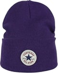 CONVERSE MENS WOMENS BEANIE HAT.CHUCK PATCH PURPLE TURN UP WARM WOOLLY KNIT W22