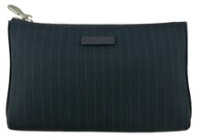 DKNY Make Up Bag Cosmetic Case Travel Pouch Canvas Navy Pin Stripe Dark Blue