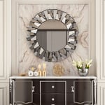 Miroir Mural Design Rond Décoratif 79 x 79 x1.5cm Miroir Modern Verre hd Art Déco pour Salon Chambre Salle de Bain