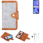 Felt Case + earphones for Motorola Moto One 5G Cover light grey