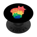 Cat Lover Pet Owner Doodle Rainbow Cats PopSockets PopGrip Adhésif