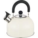 CREAM 2.5L STAINLESS STEEL WHISTLING KETTLE GAS ELECTRIC INDUCTION HOBS CAMPING