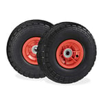 Relaxdays Roue de diable Set de 2 en caoutchouc 260x85, roue en caoutchouc,16 mm, 4.1/3.5-4 essieu 150 kg,noir/ rouge