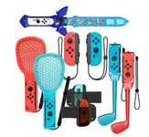 9 en 1 Kit d'accessoires pour Nintendo Switch Sport FONGWAN avec Dragonne, Raquettes Tennis, Club de Golf et D'épée pour Manette Joycon