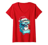 Womens Barista Coffee Lover Coffee Maker Maschine Christmas Xmas V-Neck T-Shirt