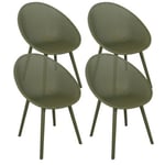 Lot de 4 chaises de terrasse en plastique vert olive  Oviala