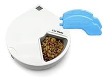 Cat Mate C500 Mangeoire Automatique à 5 Bols Avec Minuterie Numérique Pour Aliments Humides et Secs de Compagnie, Avec Deux Blocs de Glace, Blanc