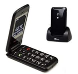 TTfone Nova TT650 Big Button Flip Folding Mobile Phone - Easy and Simple to use - Pay as you go (Black, Giff Gaff)