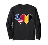 USA and Belgium Flags - American & Belgian Vintage Hearts Long Sleeve T-Shirt