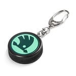 Skoda 6U0087011A Porte-clés Logo Emblème Pendentif en caoutchouc dur Forme : palet de hockey sur glace Vert/noir, Noir, Taille unique, Classique