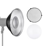 Neewer 12"/30cm Metal Beauty Dish Bowens Mount Reflector Kit with White Diffuser Sock, Honeycomb Grid for Strobe Flash Video Light Compatible with Godox AD600 CB60 Q4 Vision 4 S101 Series, LD30