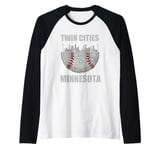 Cool Twin Cities Minnesota MN Baseball Skyline Raglan Baseball Tee